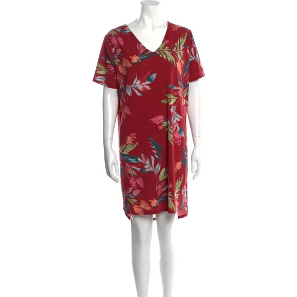 CHRISTIAN SIRIANO Women's Floral Print Knee-Length Dress Size Large Red Stretchy - Picture 6 of 9